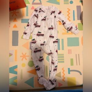 Petit Lem White Onesie with Red and Green Holiday Print